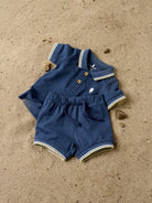 NAME IT Jarl Short Sleeve Polo Top Vintage Indigo back view