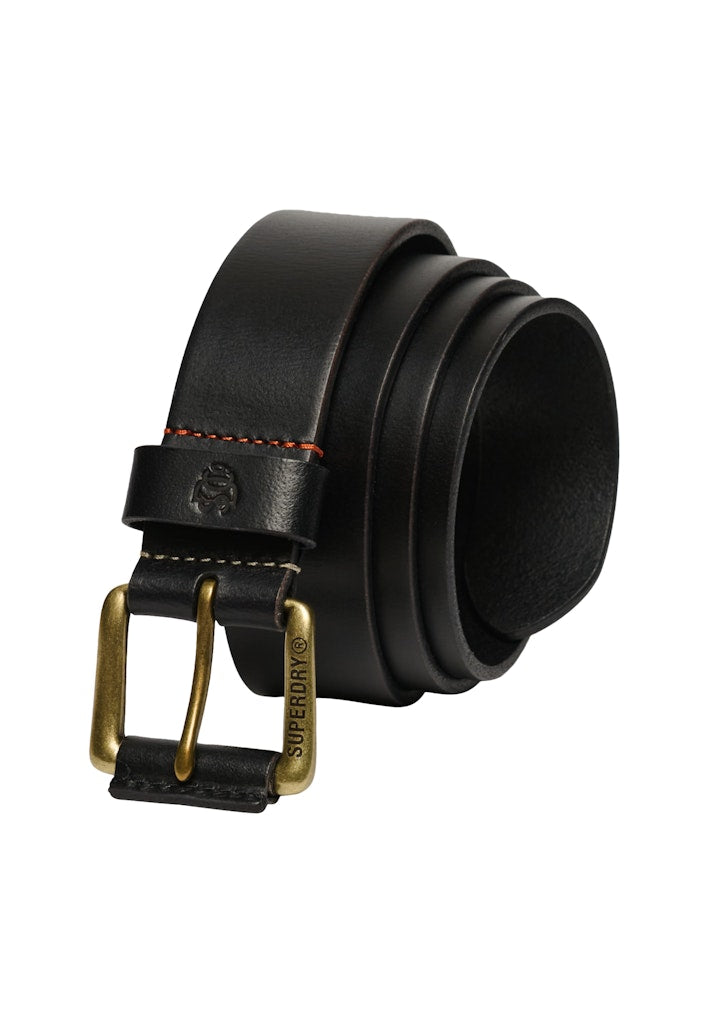 Side view of the Superdry Black Classic Leather Belt