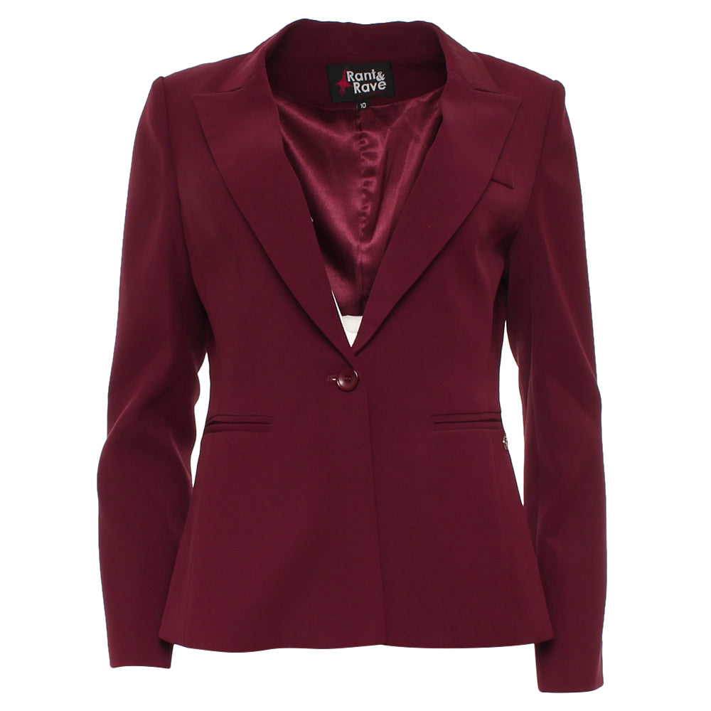 Ladies Yolanda Cranberry Blazer-Ghost Front View