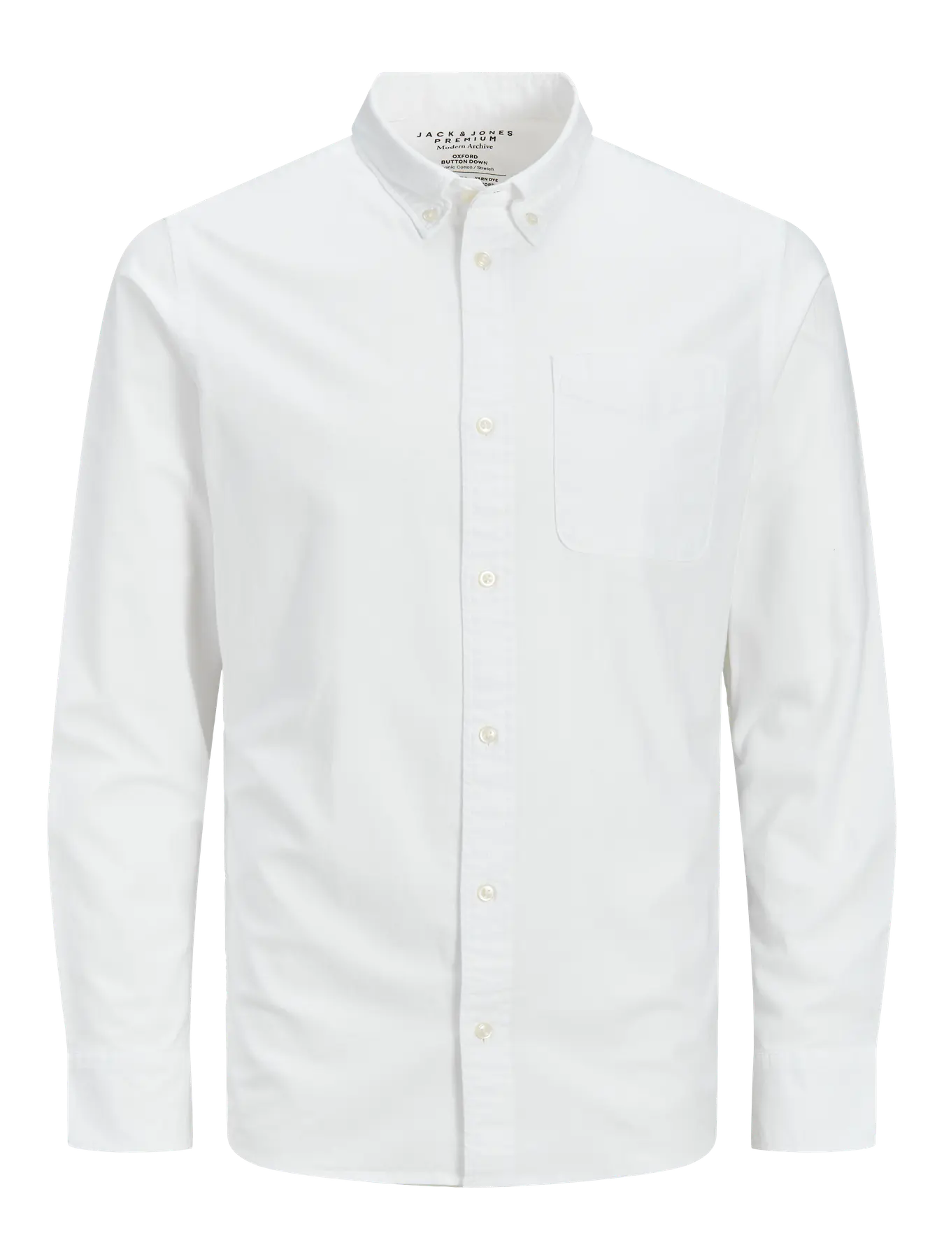 JACK JONES PREMIUM Brook Oxford Long Sleeve White Shirt White side view