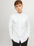 JACK JONES PREMIUM Brook Oxford Long Sleeve White Shirt White front view