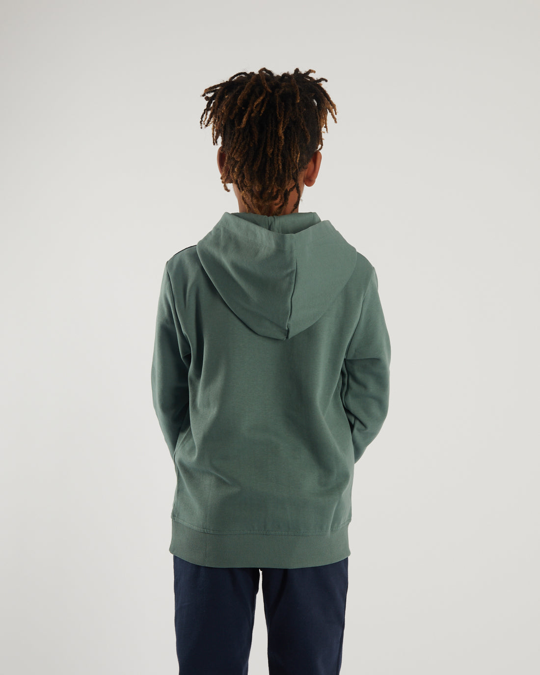 Boy's Zach Hoodie - Green-Model Back View