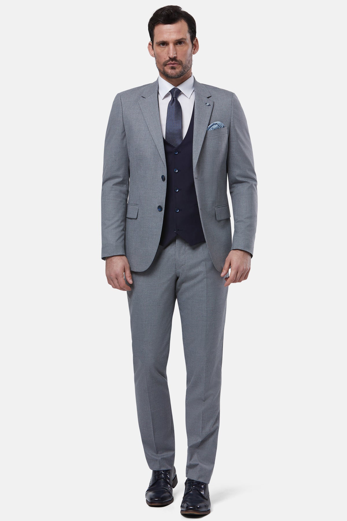 BENETTI Zagreb Silver 3 Piece Suit SILVER front view