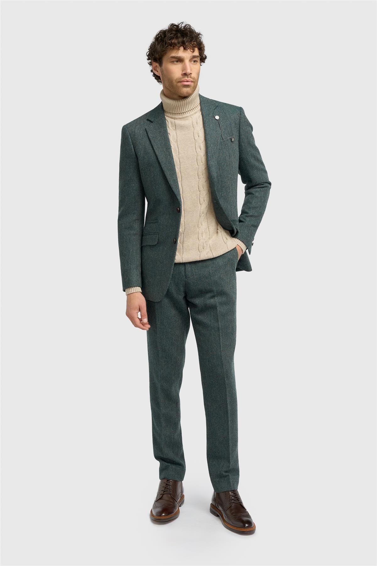 House of Cavani Thomas Lush Olive Blazer Lush Olive model front view