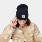 Carhartt WIP Acrylic Watch Hat-Dark Navy Heather Dark Navy Heather front view