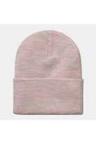 Carhartt WIP Acrylic Watch Hat-Glassy Pink Heather Glassy Pink Heather model front view