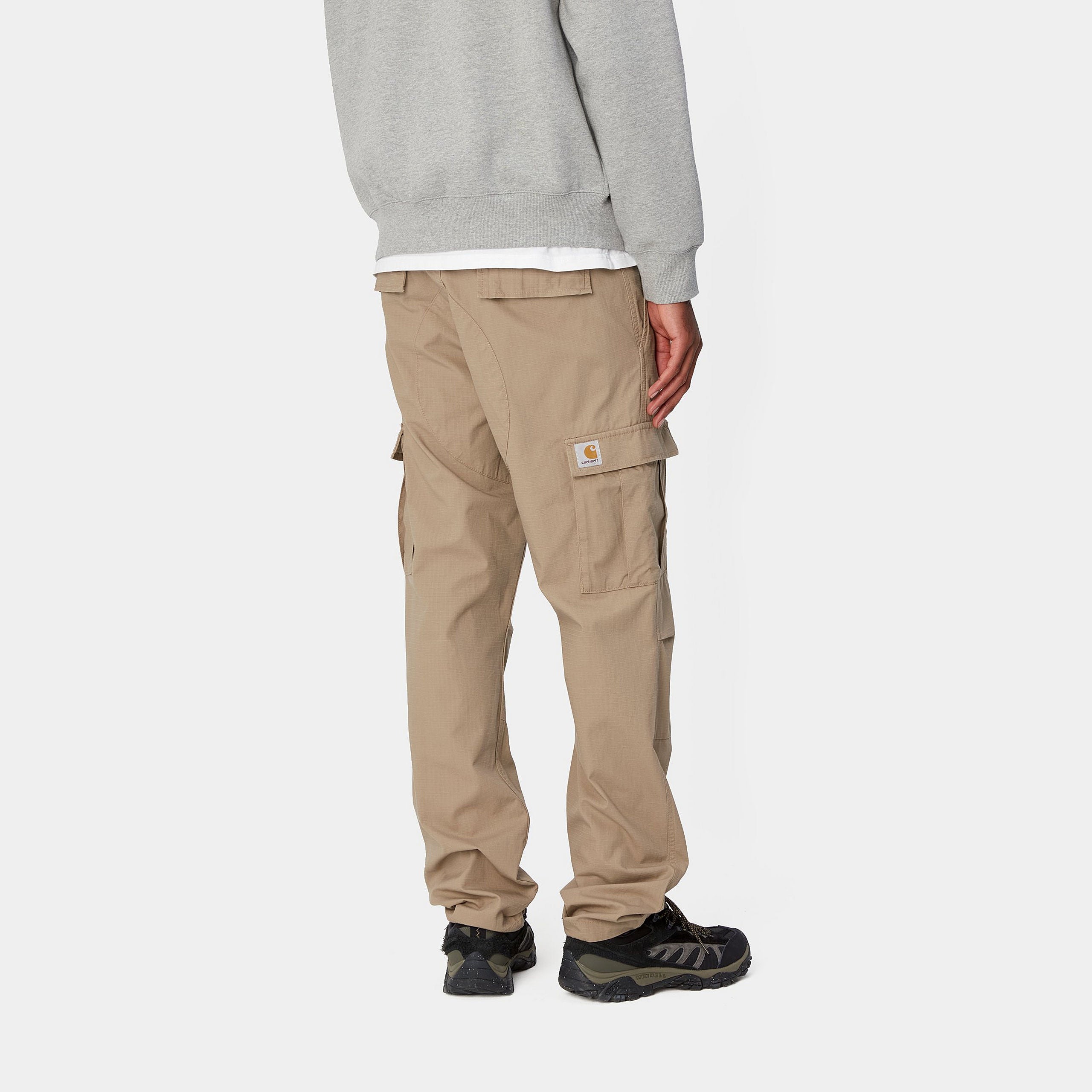 Carhartt WIP Aviation Leather Colour Cargo Pant Leather model front view