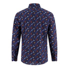 A Fish Named Fred Long Sleeve Shirt With Guitar Pattern-Navy Navy back view