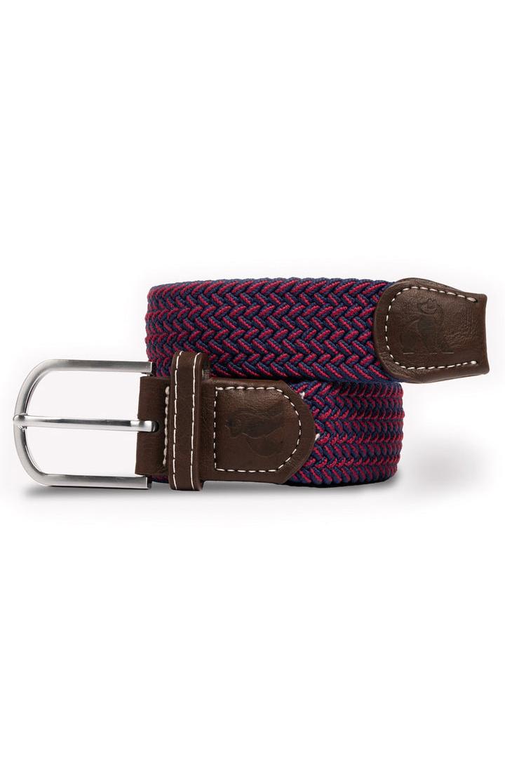 Swole Panda Woven Belt - Blue / Red Zigzag Blue front view