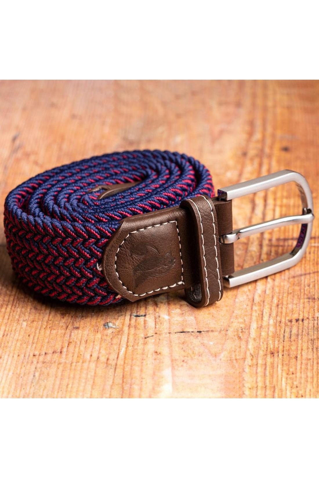 Unisex Woven Belt - Blue / Red Zigzag-Side View