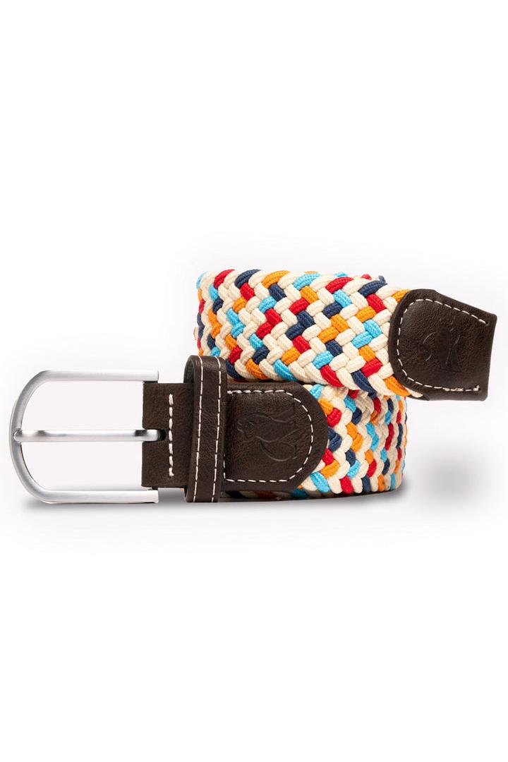 Swole Panda multi colour zigzag woven belt front view