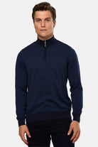 BENETTI Borrow 1/4 Zip Knitwear - Navy Navy front view