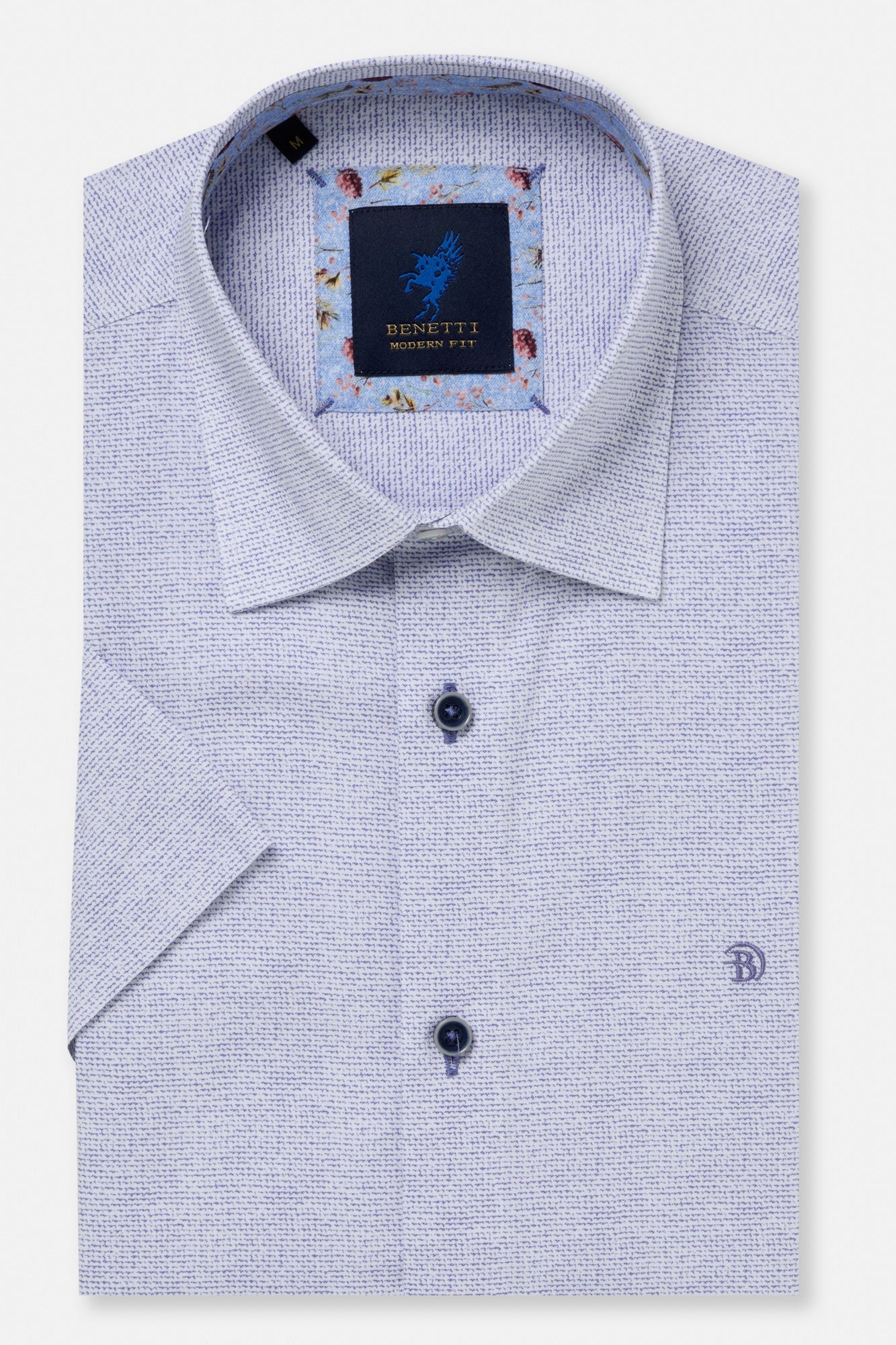 BENETTI Kyle Blue Short Sleeve Shirt Blue front view
