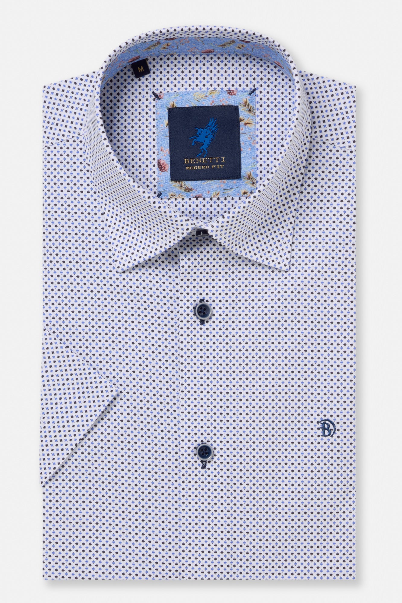 BENETTI Finn Short Sleeve Blue Shirt BLUE front view