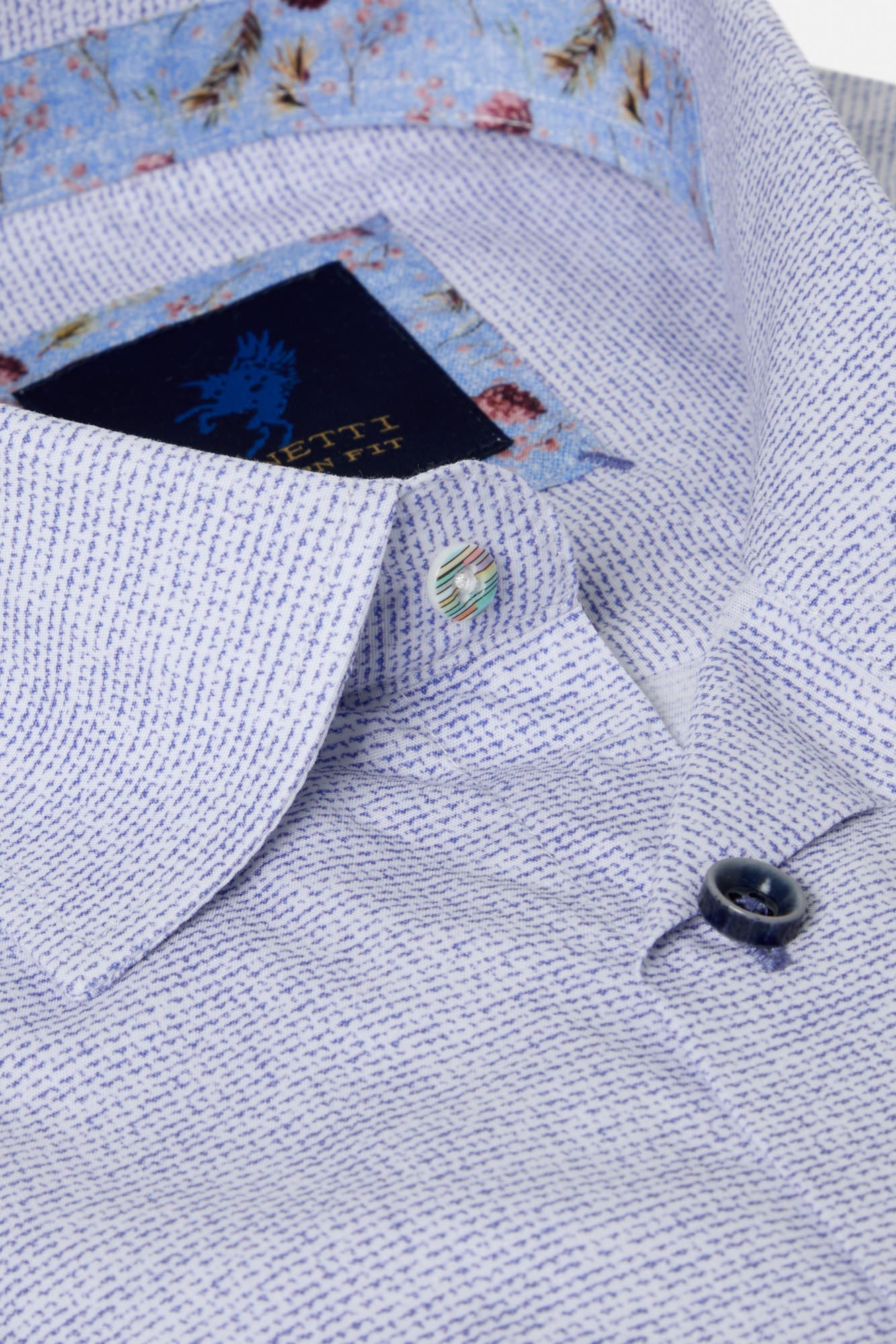 BENETTI Kyle Blue Short Sleeve Shirt Blue model front view