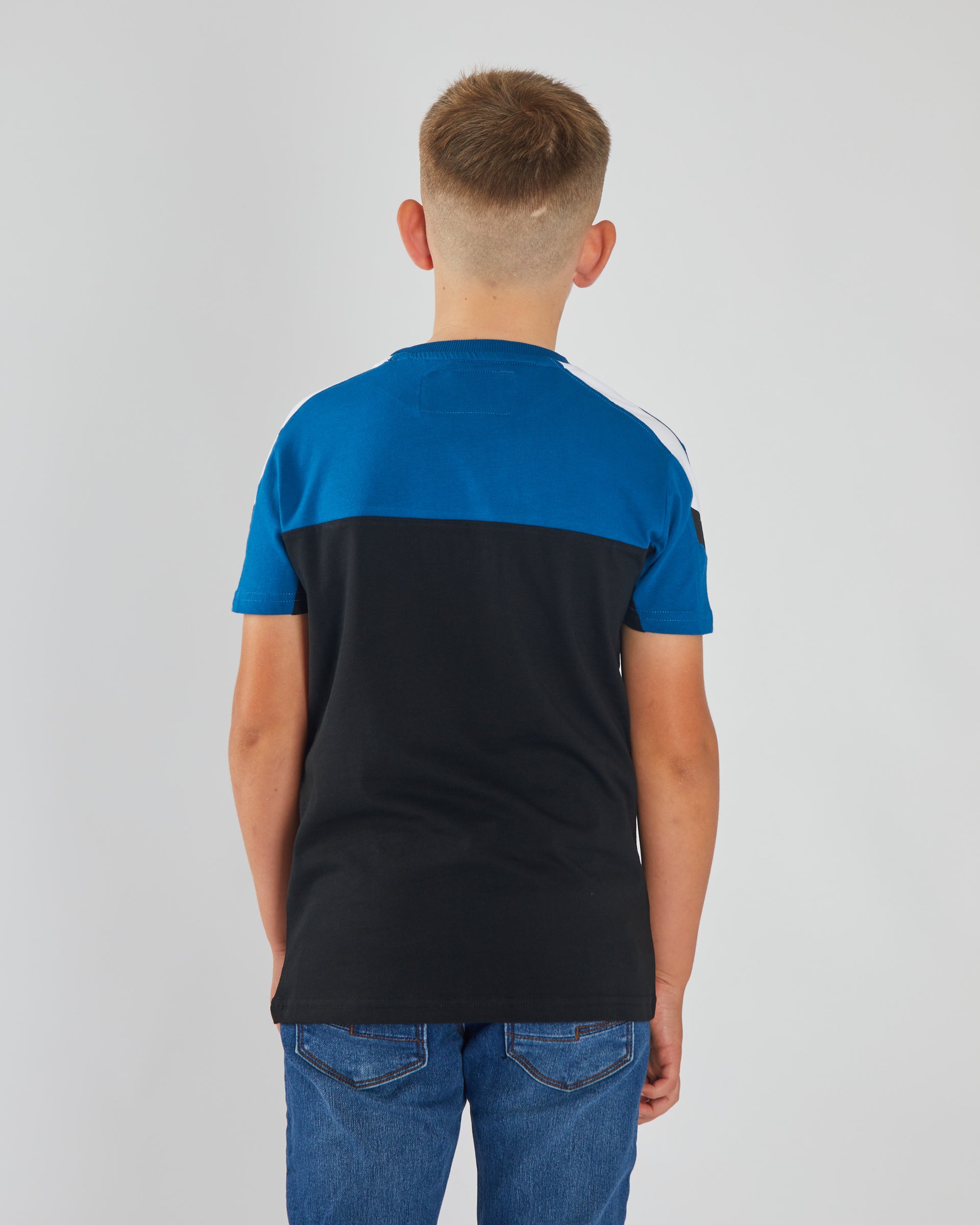 Boy's Braden Junior Black/Petrol Tee-Back View