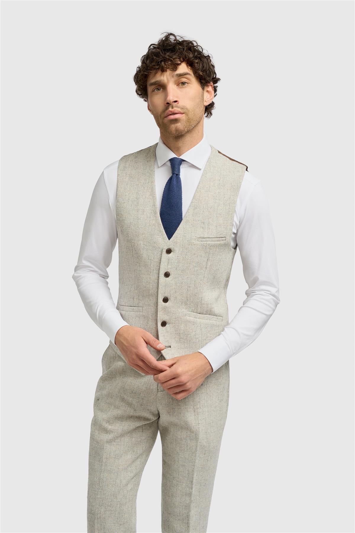 House of Cavani Thomas Pearl Grey Waistcoat PEARL GREY front view