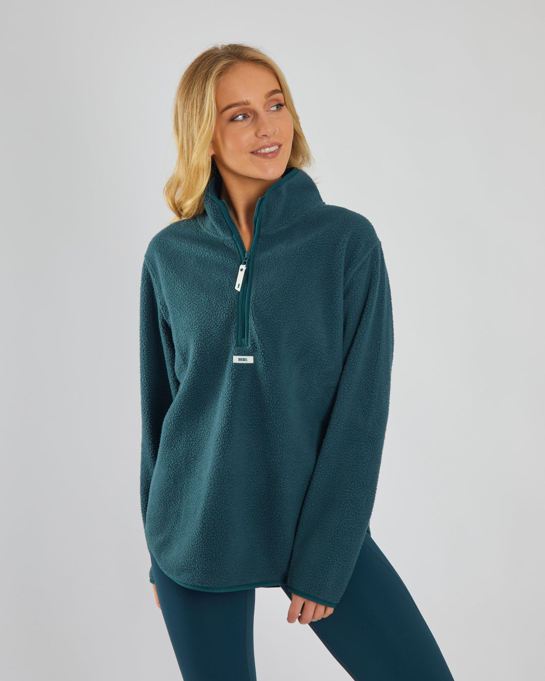 Ladies Kai Fleece Half Zip - Alpine Green-Model 1 Front View