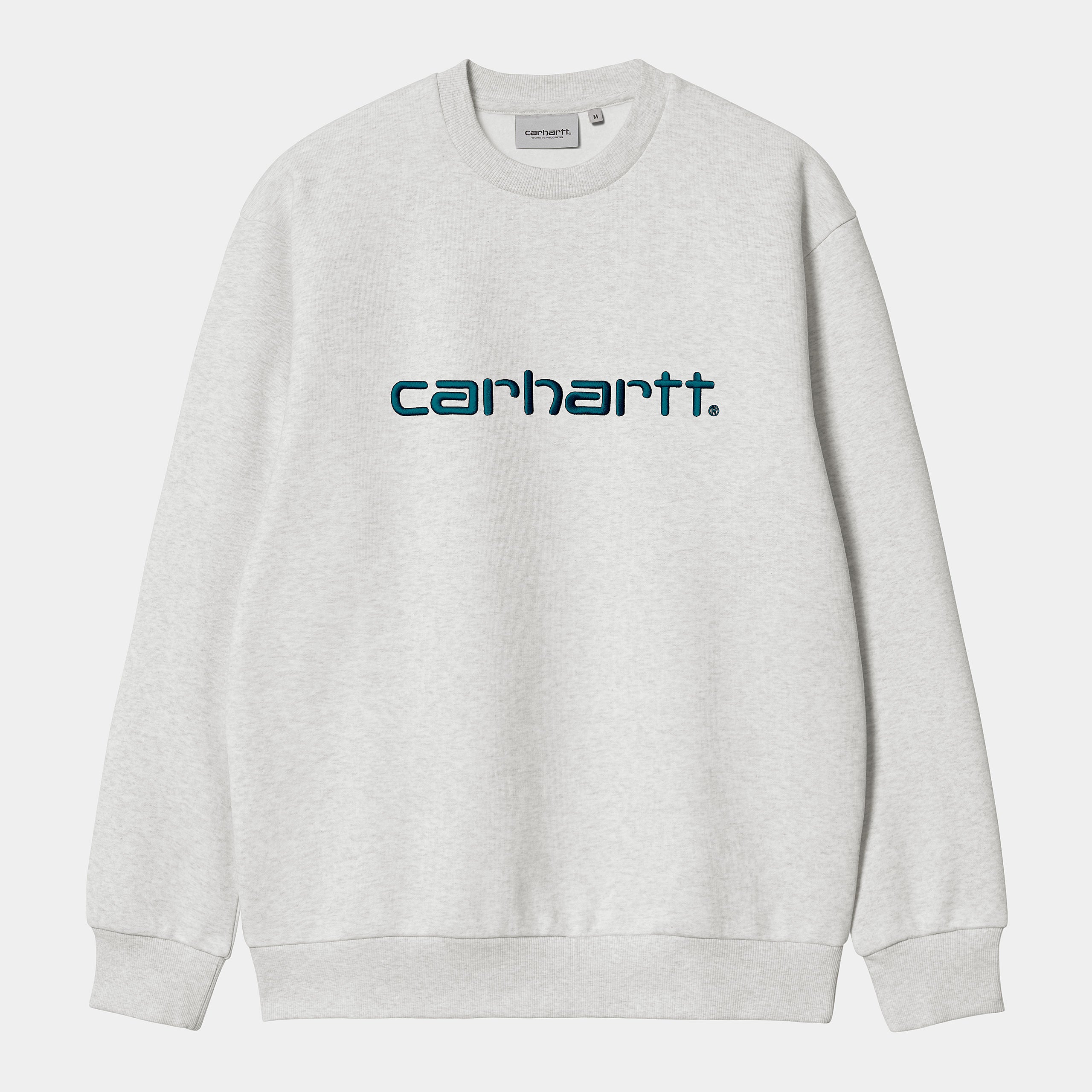 Men's Carhartt Sweat-Ash Heather / Duck Blue-Front View