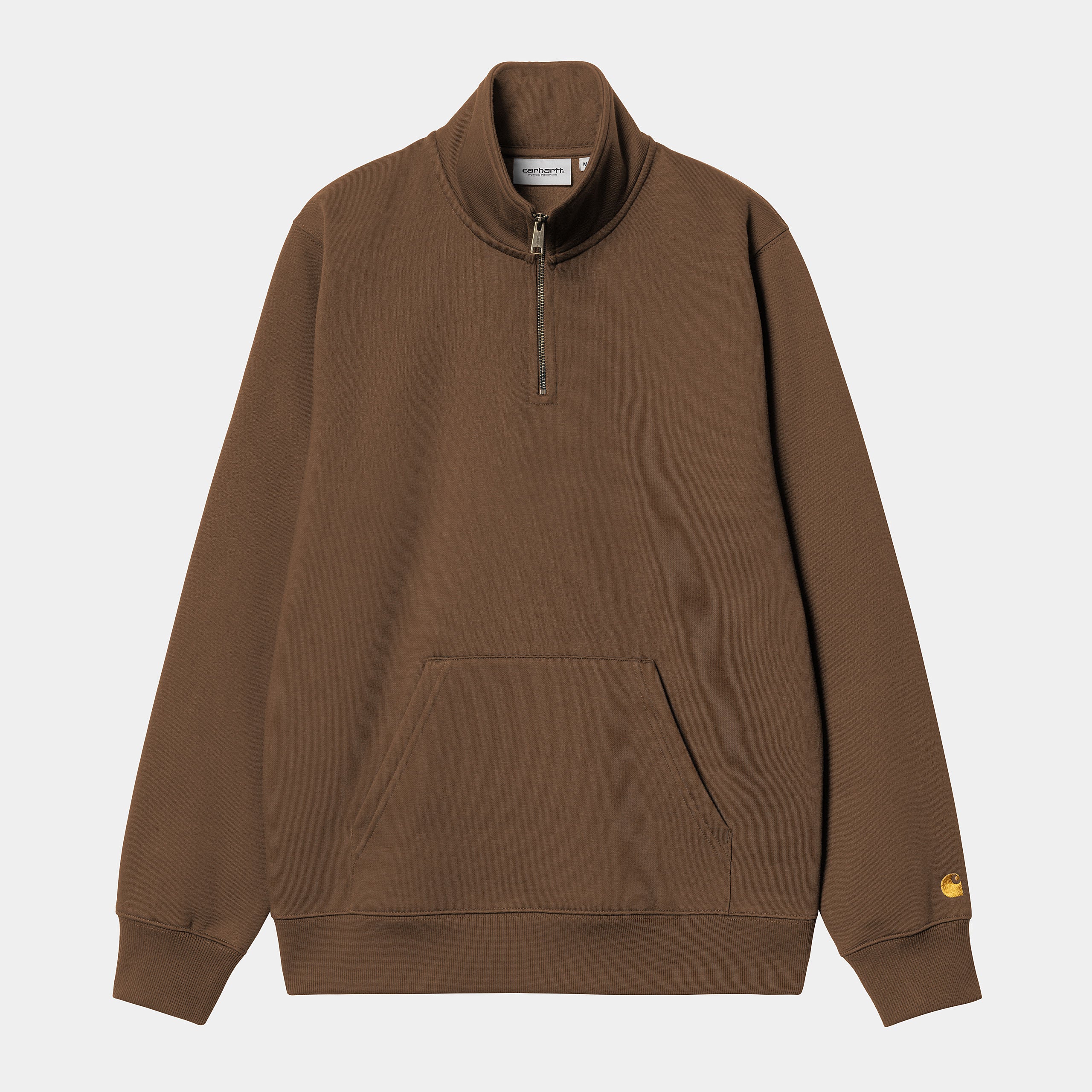 Men's Chase Neck Zip Sweat-Chocolate / Gold-Front View