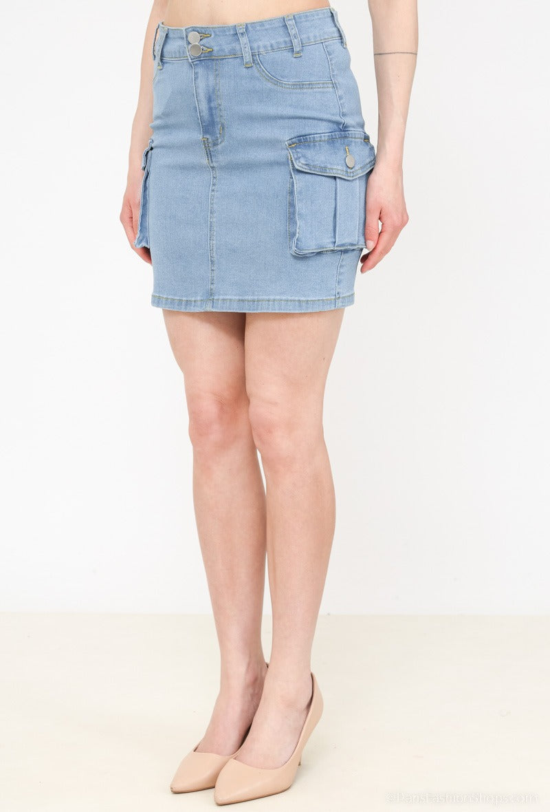 Denim Short Skirt-Side view