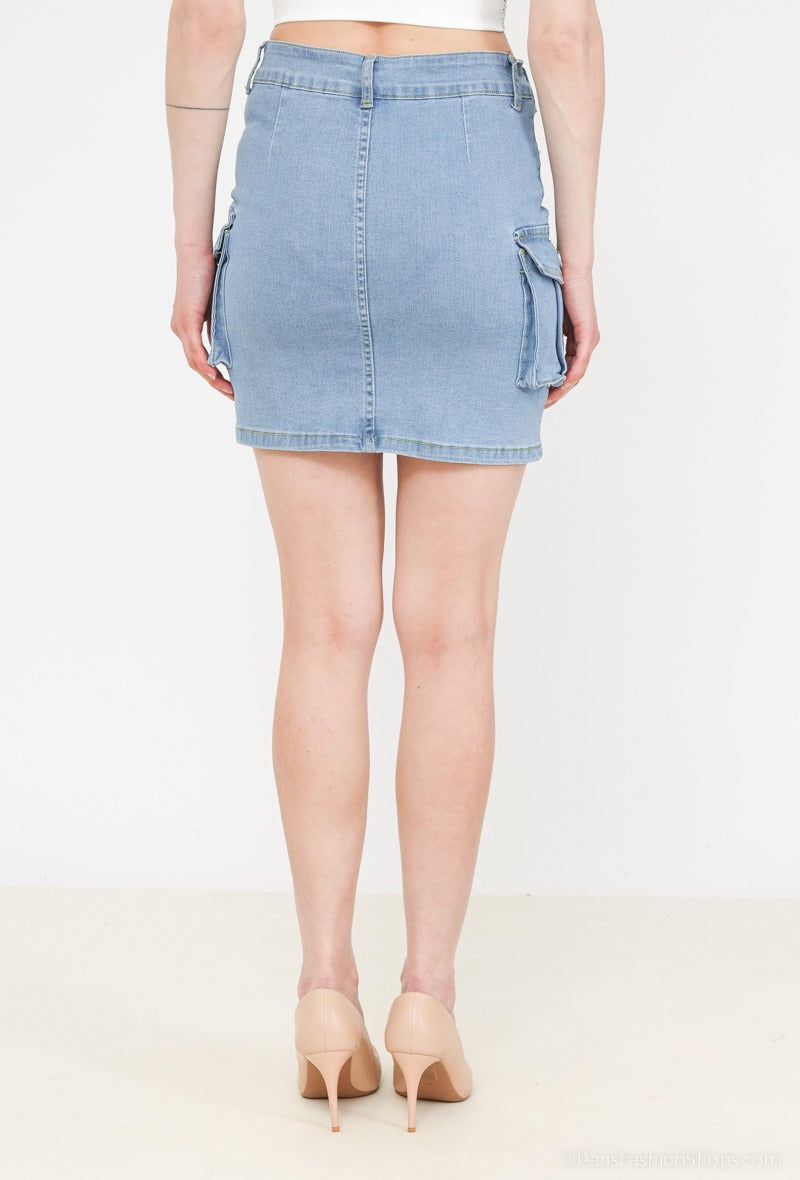 Denim Short Skirt-Back view
