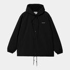 Carhartt WIP Hooded Coach Jacket-Black / White Black / White back view
