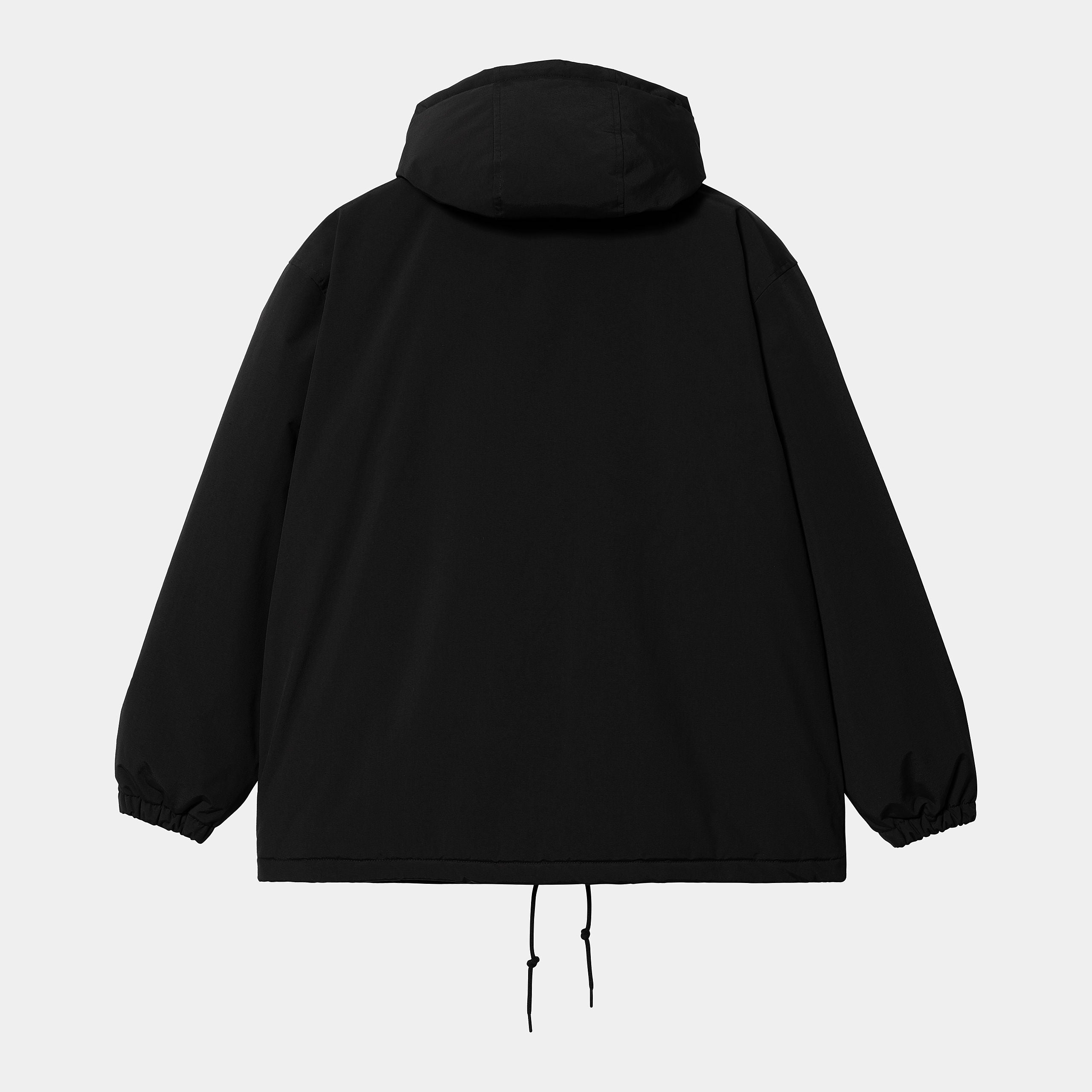 Men's Hooded Coach Jacket-Black / White-Back View