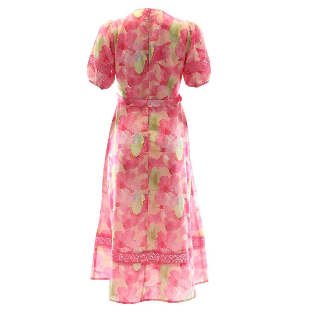 RANT & RAVE LADIES Eden Pink Midi Dress PINK flat front view