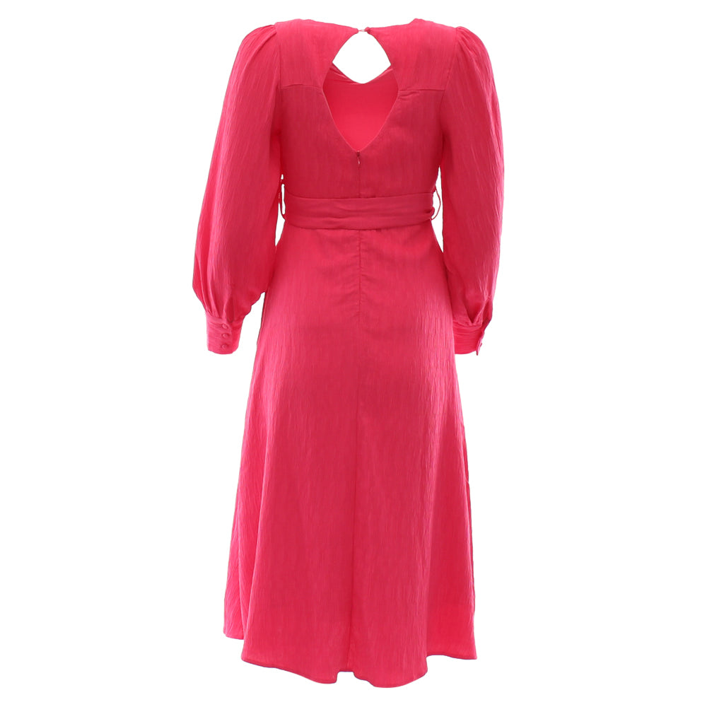 Ladies Bela Magenta Midi Dress-Back View