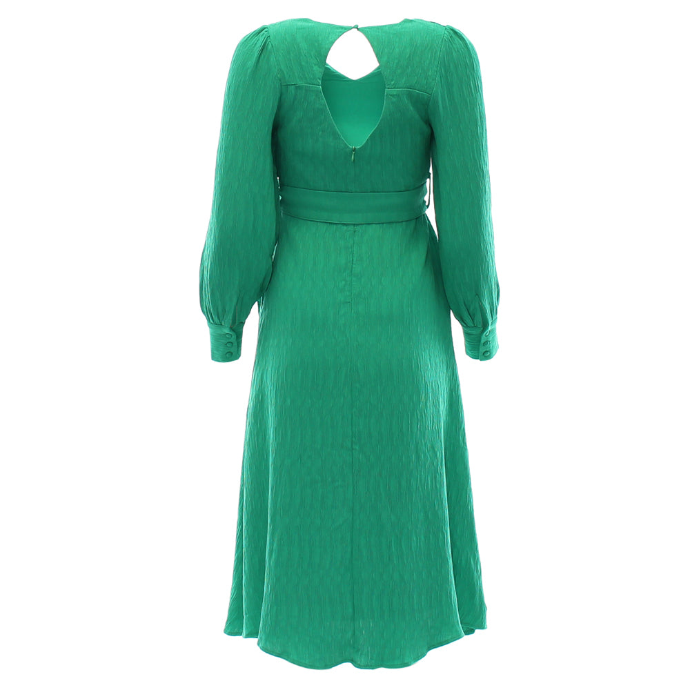 Ladies Bela Green Midi Dress-Back view