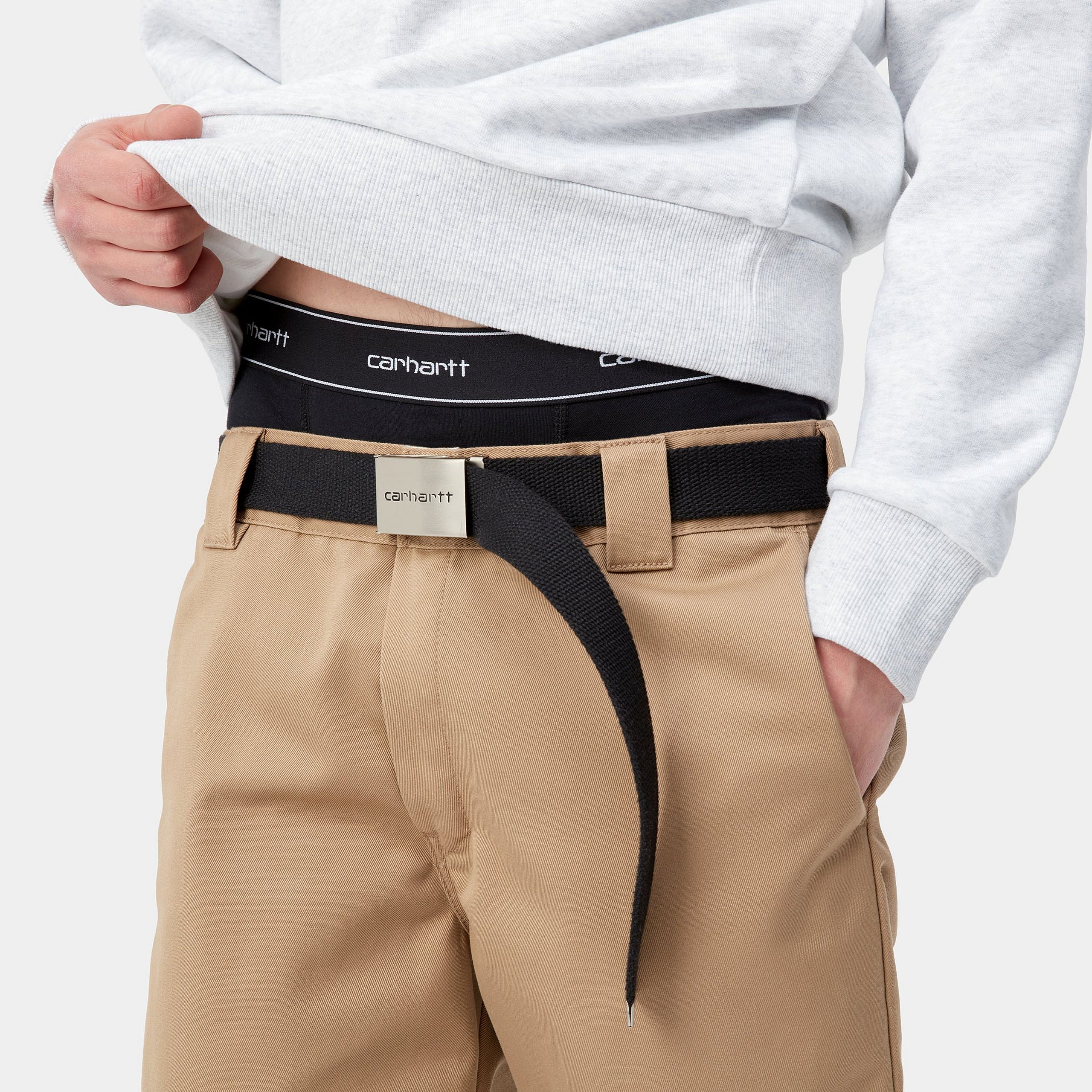 Carhartt WIP Cotton Trunks-Black + Black Black + Black model front view