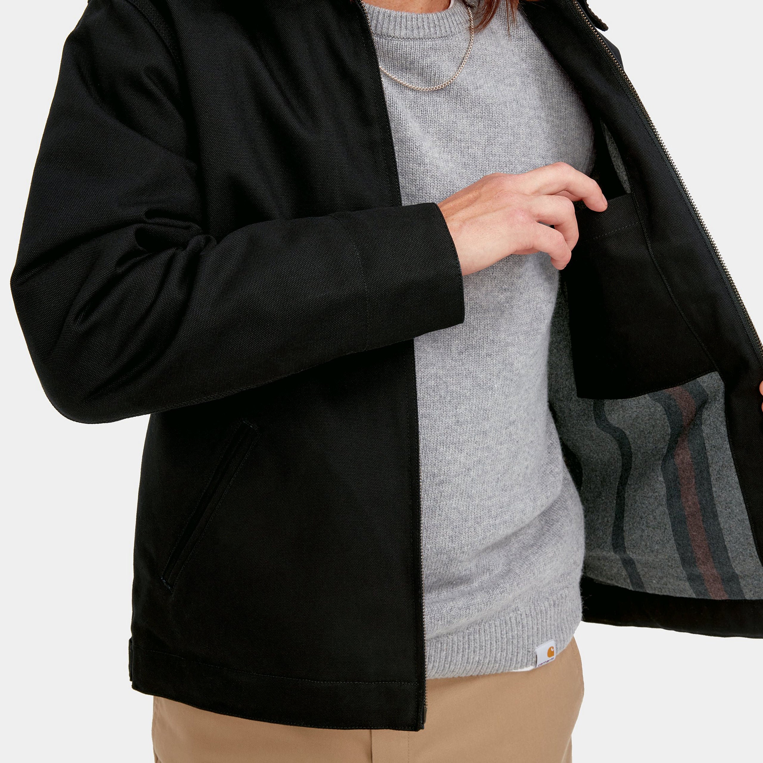 Carhartt WIP Detroit Jacket-Black / Black Black / Black back view