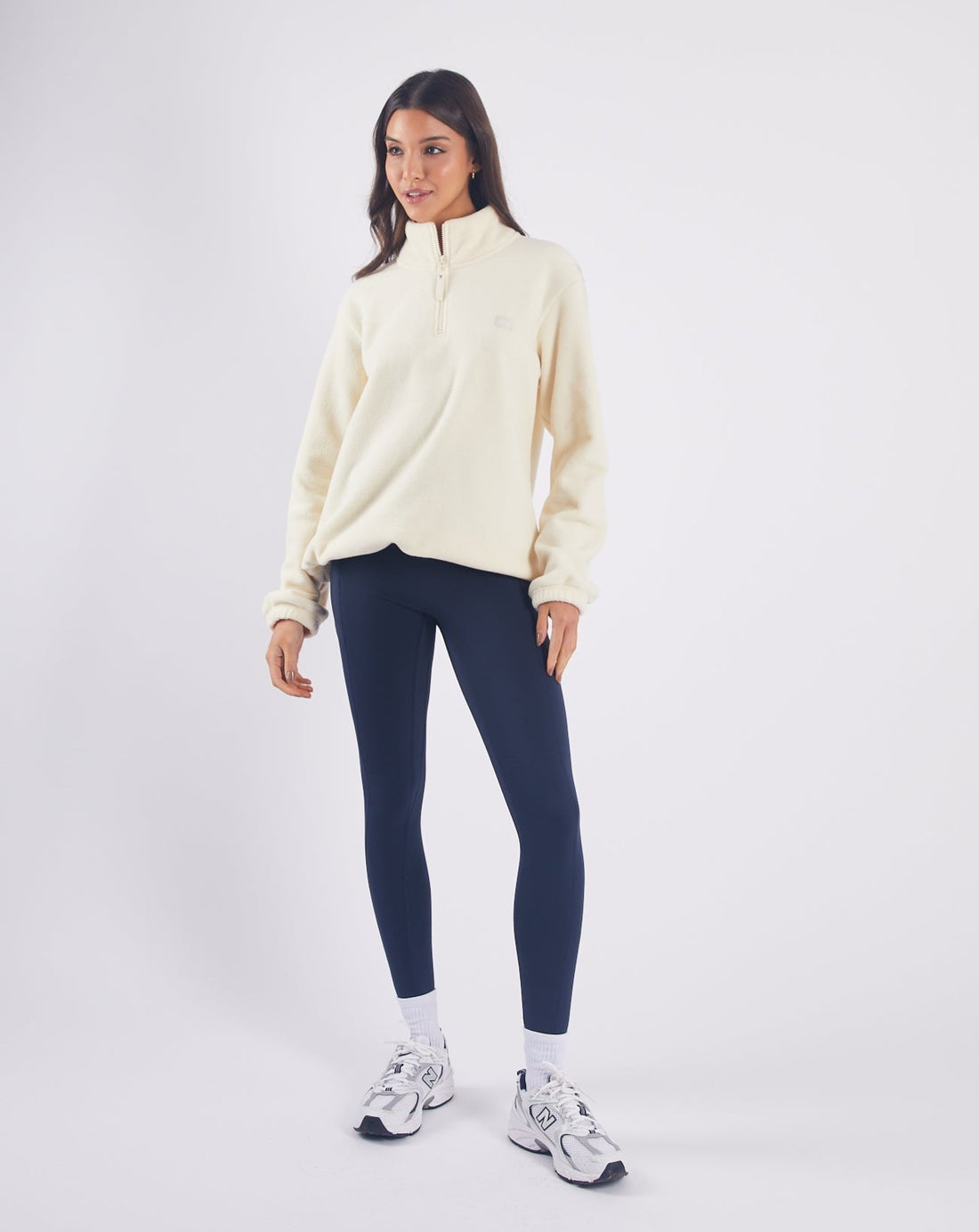 Birdie Half Zip Soft Stone Polar Fleece-Full model view