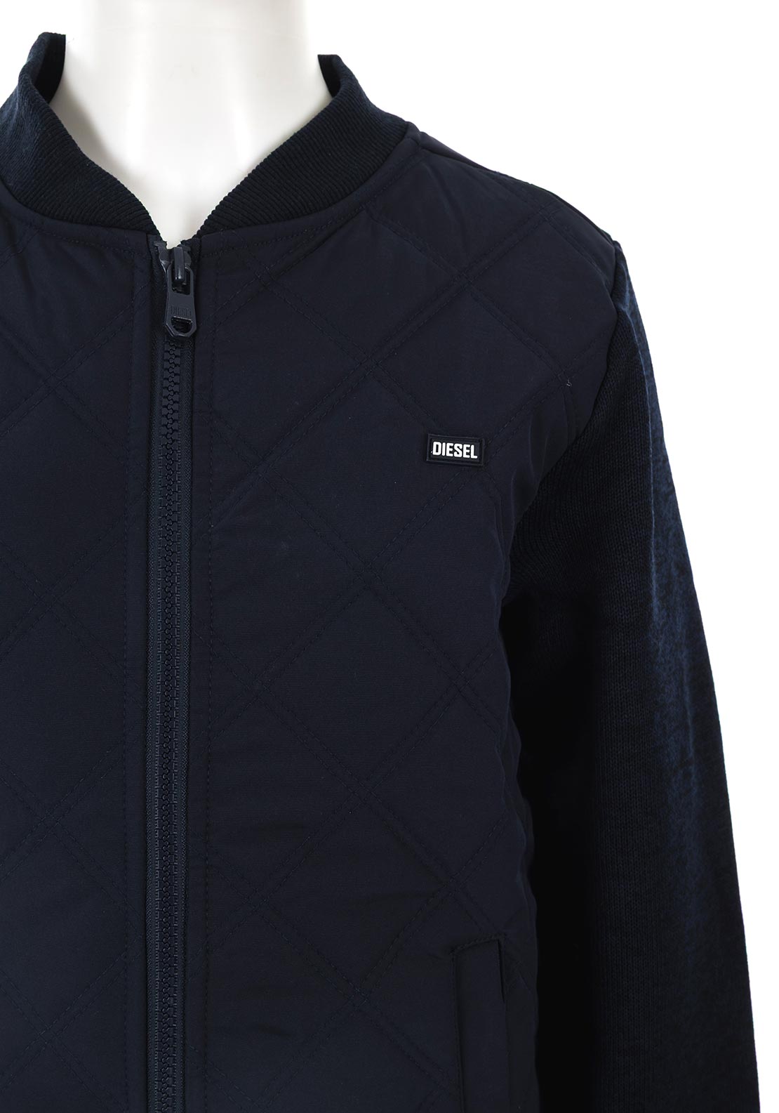 Boys Charlie Navy Hybrid Zip Through-Close Up View