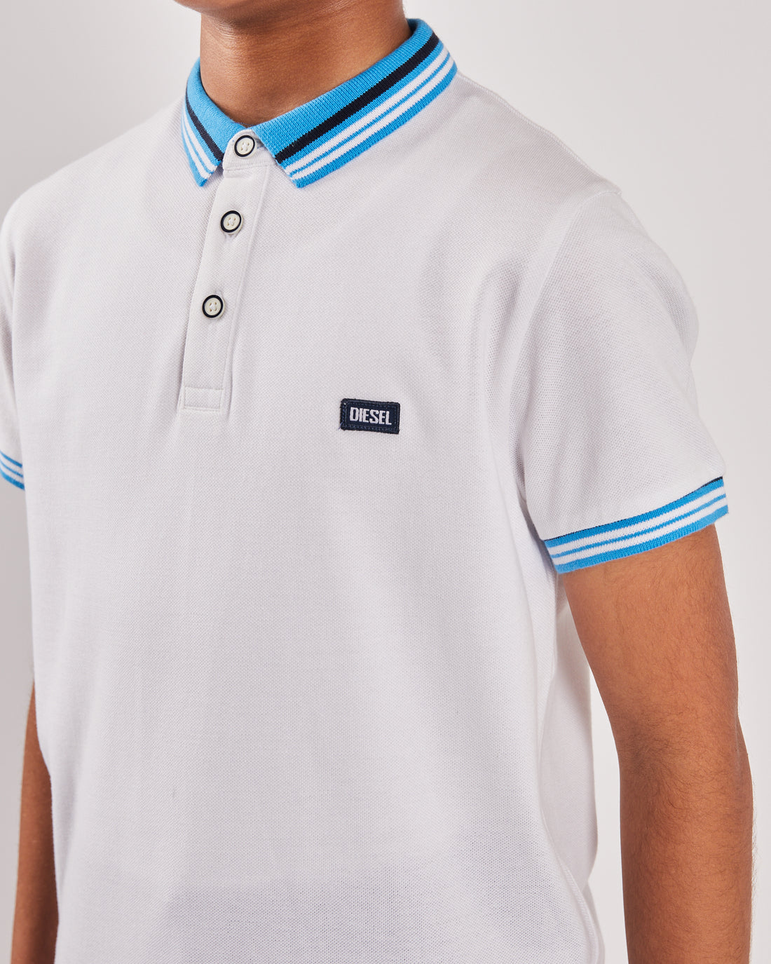 Boy's Cooper White Polo-Closer View of Front