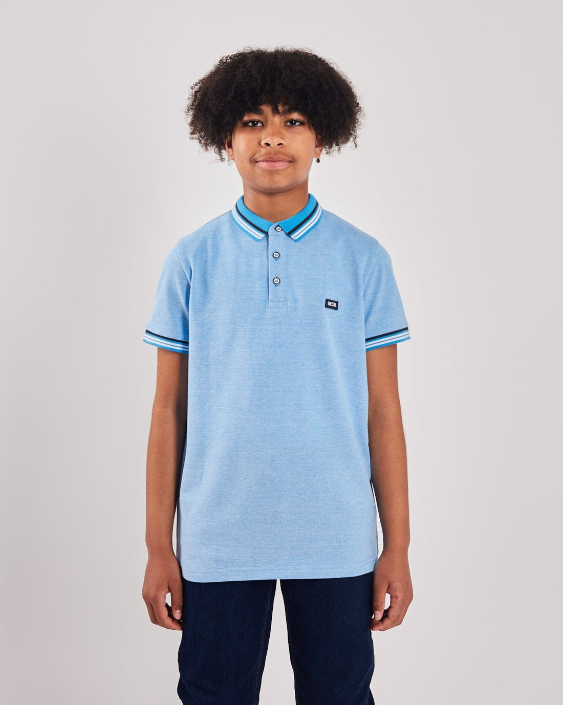 Boy's Cooper Blue Polo-Front View