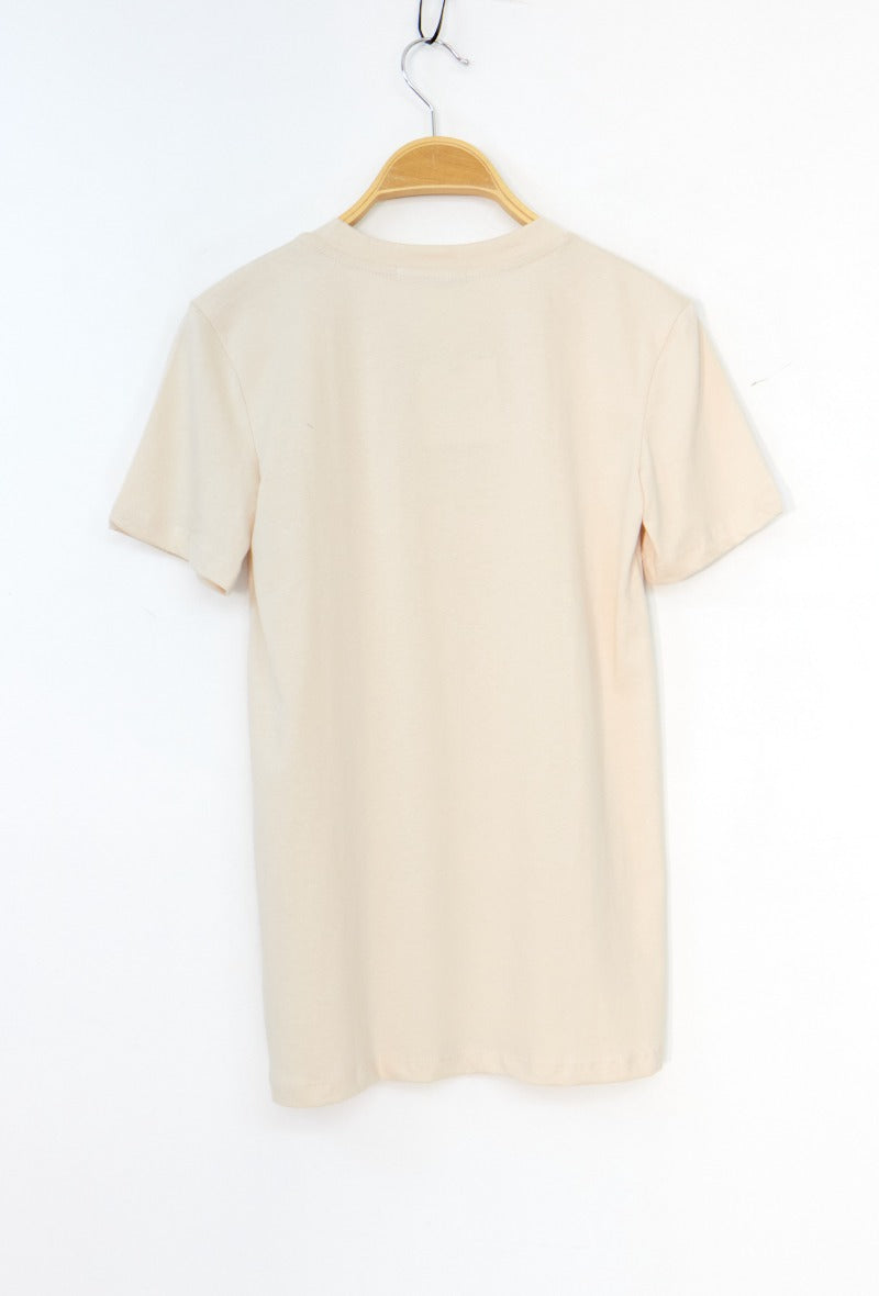 Ladies Basic Plain T-Shirt - Beige-Back View