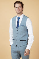 MARC DARCY Bromley Sky Waistcoat Sky front view