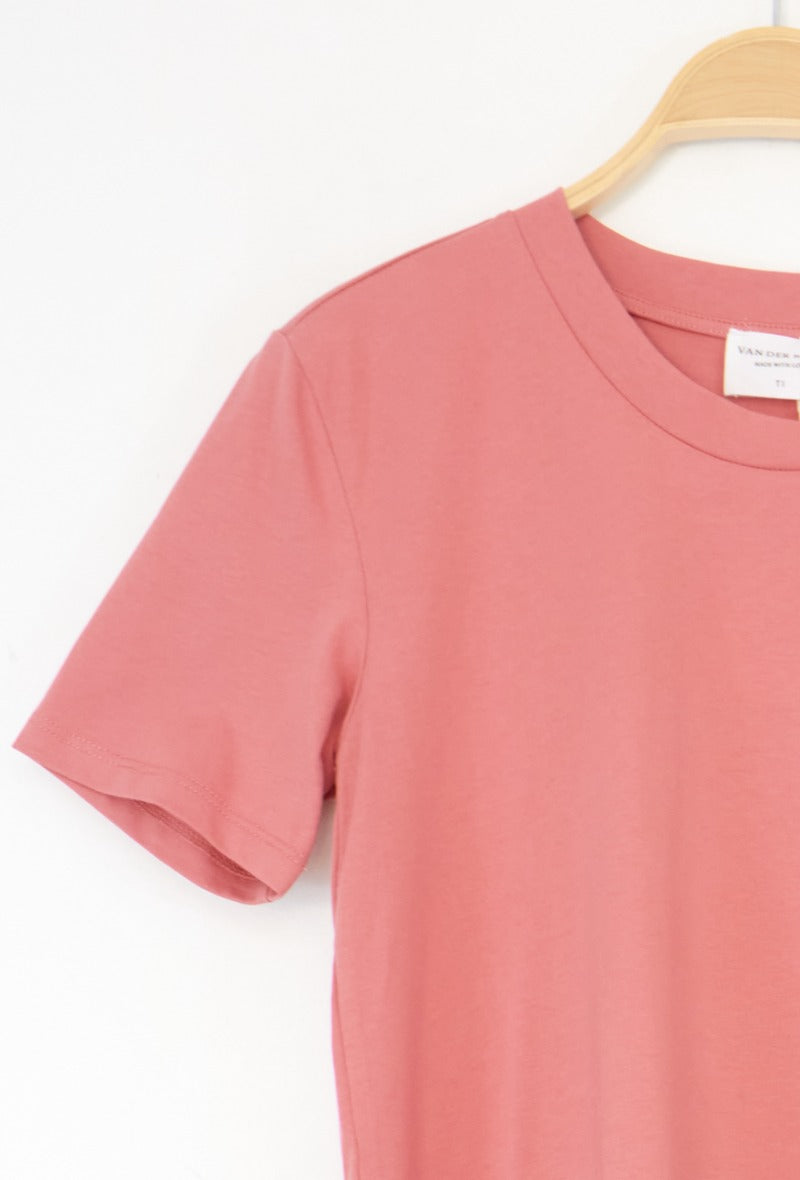 Ladies Basic Plain T-Shirt - Old Rose-Sleeve View