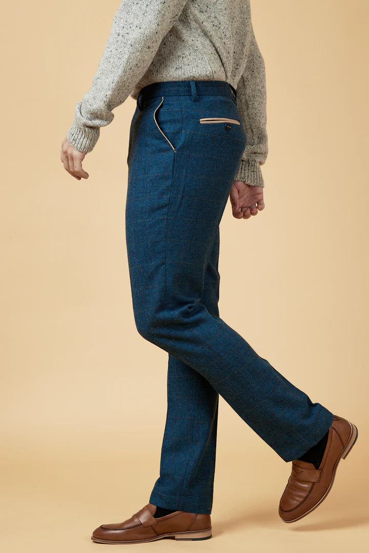Men's Dion Blue Trousers-Side View