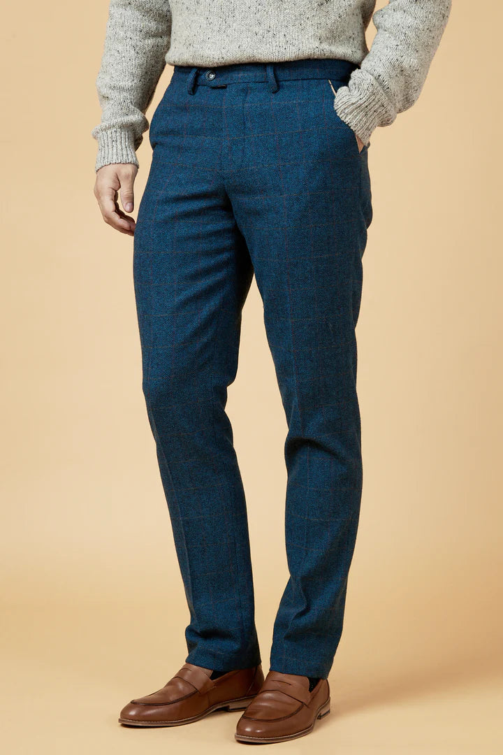 Men's Dion Blue Trousers-Front View 2