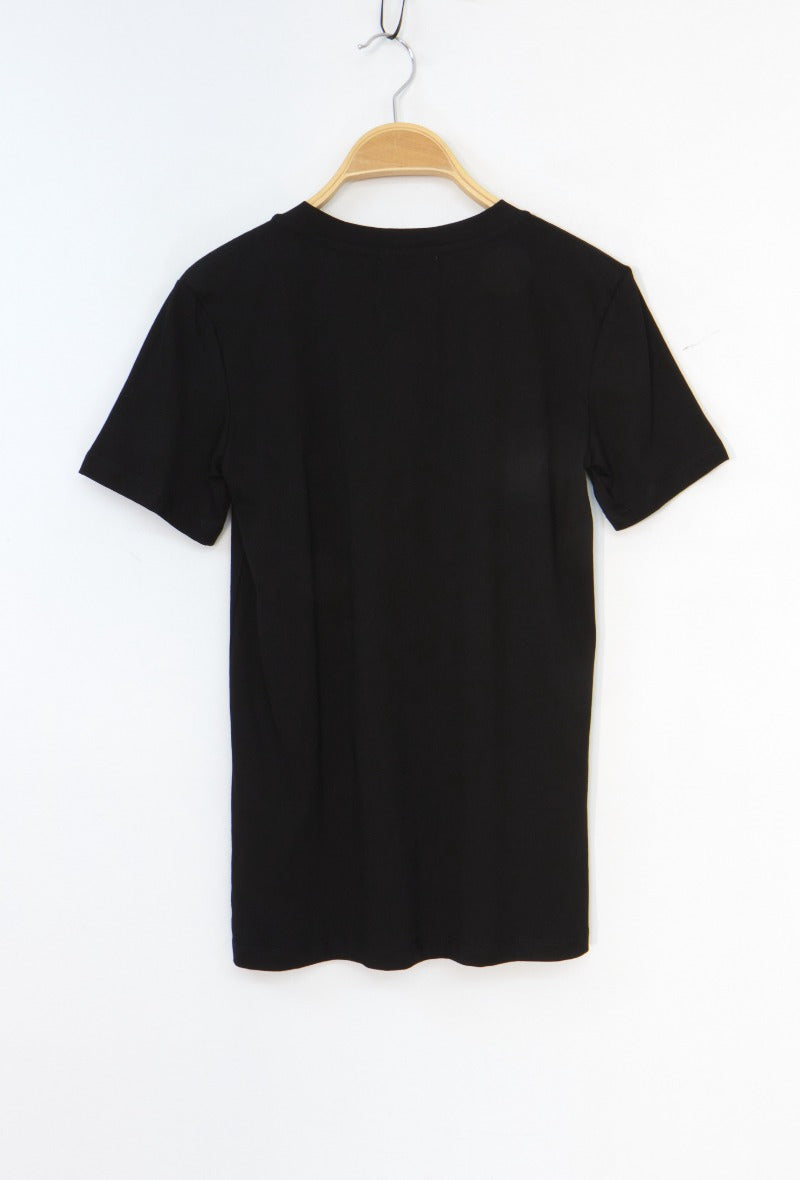 Ladies Basic Plain T-Shirt - Black-Back View