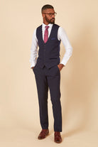 MARC DARCY Bromley Navy Waistcoat Navy back view