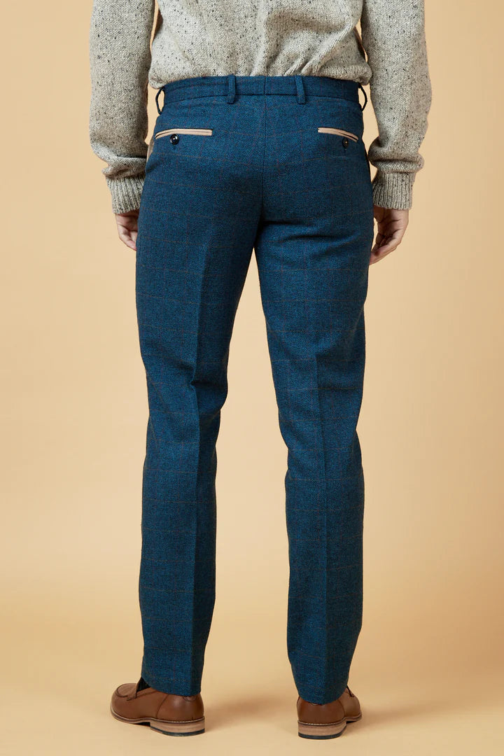 Men's Dion Blue Trousers-Back View