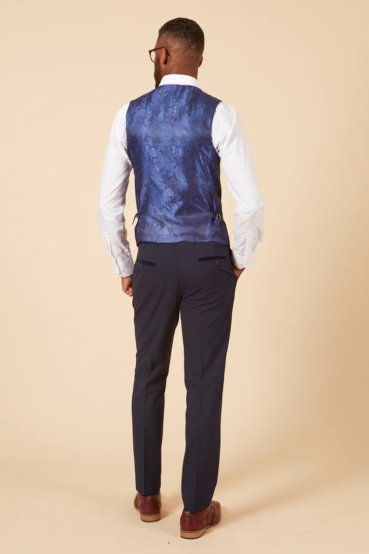 MARC DARCY Bromley Navy Waistcoat Navy model front view