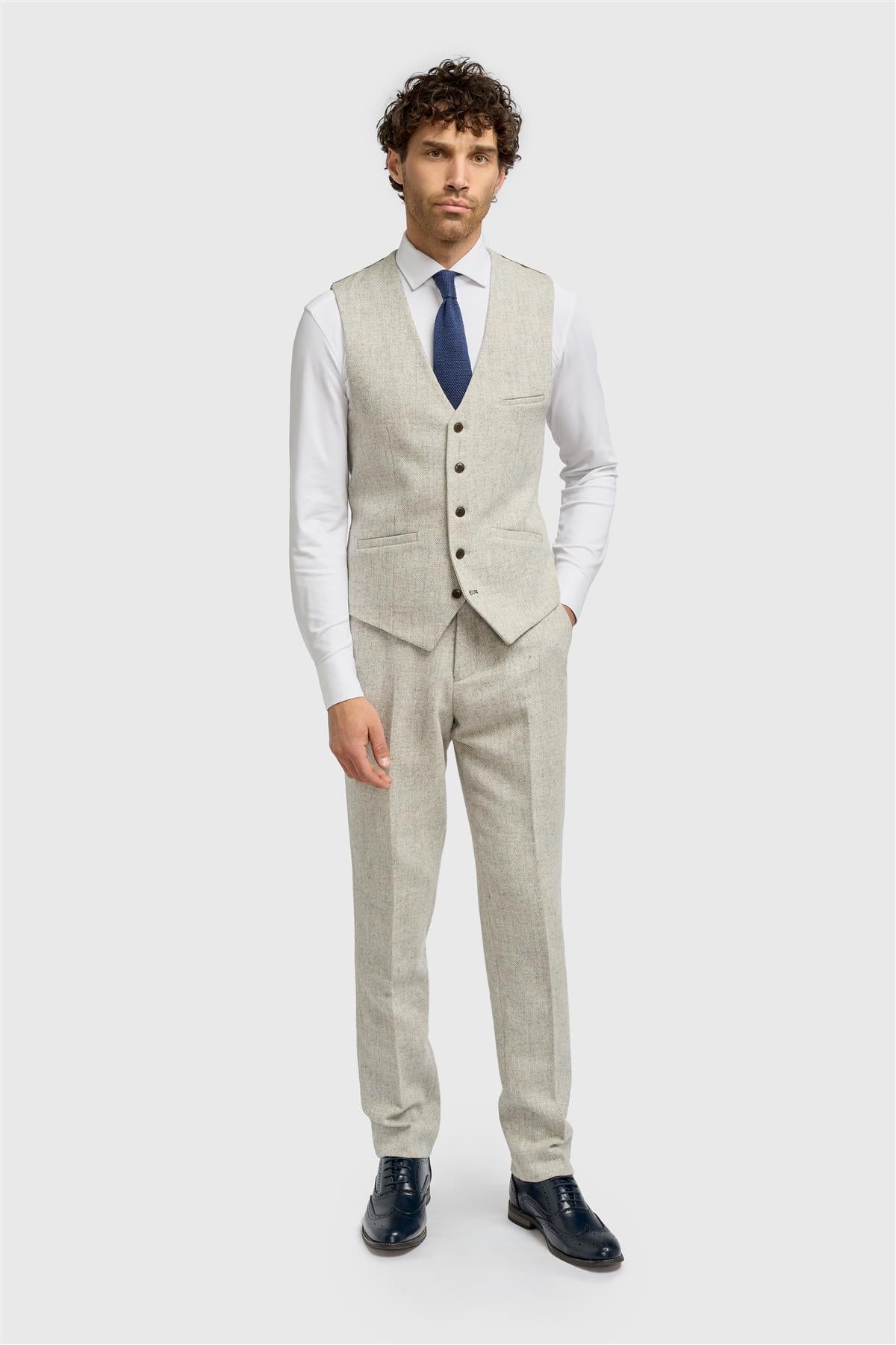House of Cavani Thomas Pearl Grey Waistcoat PEARL GREY model front view