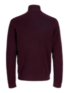 JACK & JONES Milano Stitch Knit Half Zip in Bitter Chocolate Melange back view