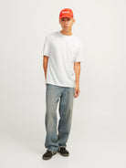 JACK JONES ORIGINALS Frederiksberg Tee Short Sleeve Crew Neck-Bright White Bright White model front view