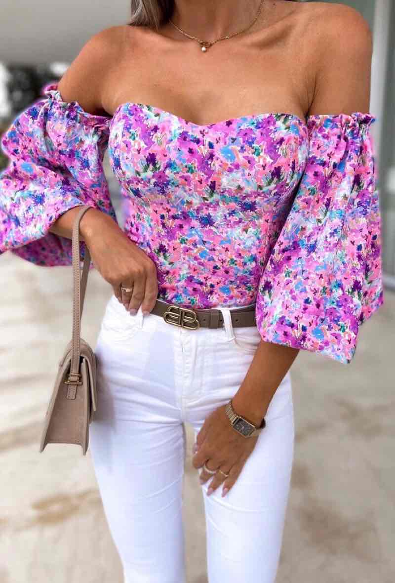 Off The Shoulder Lilac Bustier Top